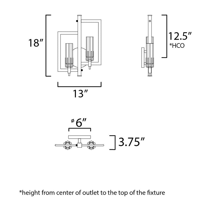 Flambeau 2-Light Wall Sconce 166112 by Studio M Lighting – line drawing