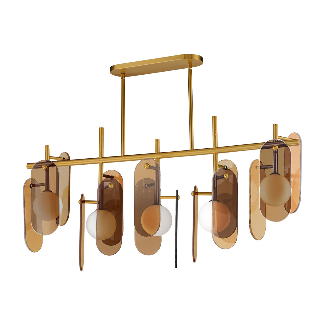 Megalith - Glass Megalith 5-Light Linear by Studio M Lighting in Natural Aged Brass
