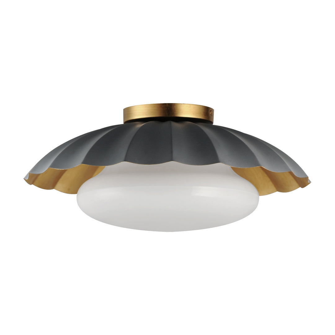 Primrose 1-Light Flush Mount by Studio M Lighting in Dark Grey / Gold Leaf