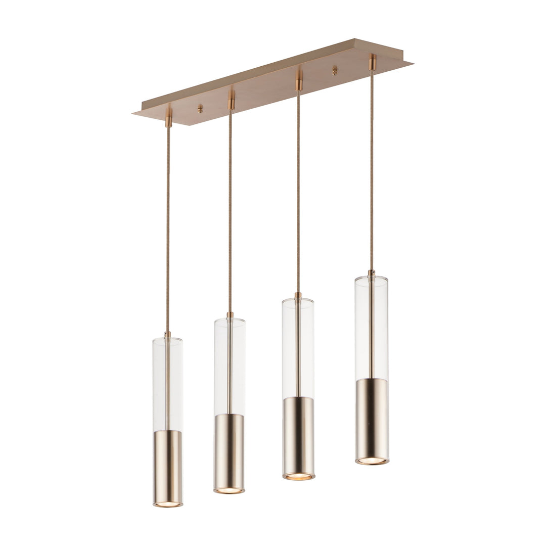 Torch LED 4-Light Linear Pendant by Studio M Lighting in Satin Brass