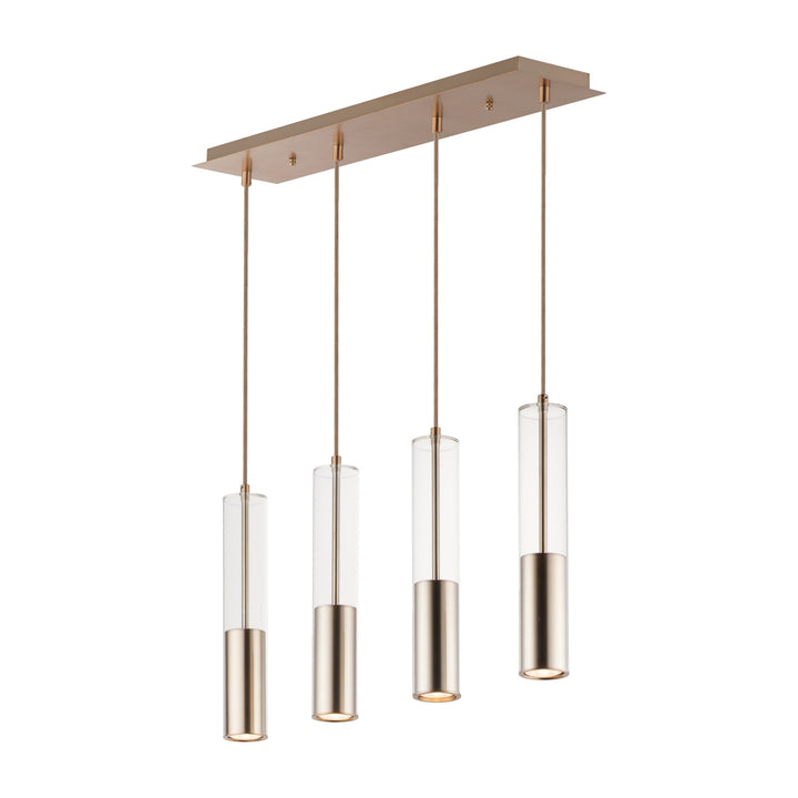 Torch LED 4-Light Linear Pendant by Studio M Lighting in Satin Brass