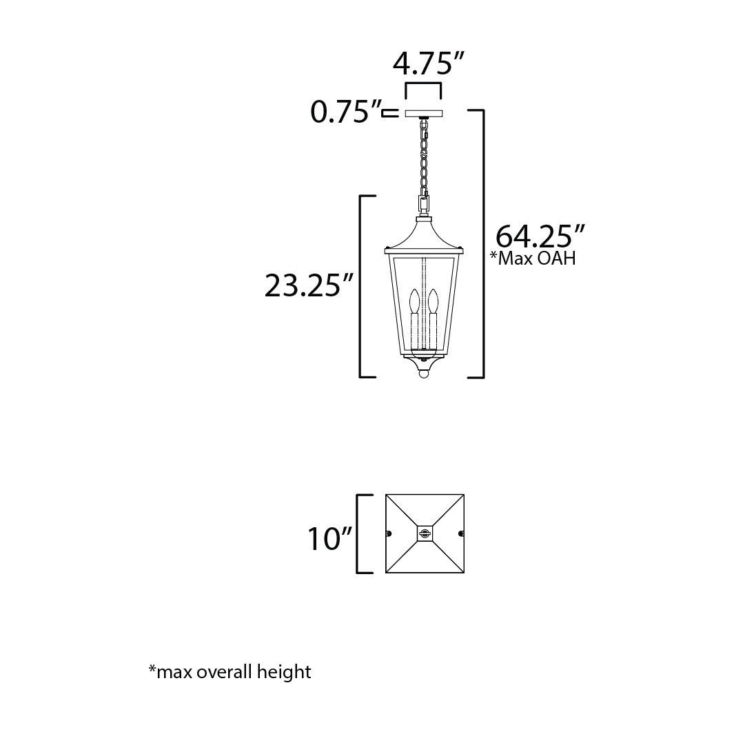 Sutton Place VX 2-Light Outdoor Hanging Lantern by Studio M Lighting – line drawing