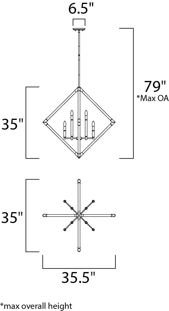 Lucent 8-Light Pendant 166106 by Studio M Lighting – line drawing