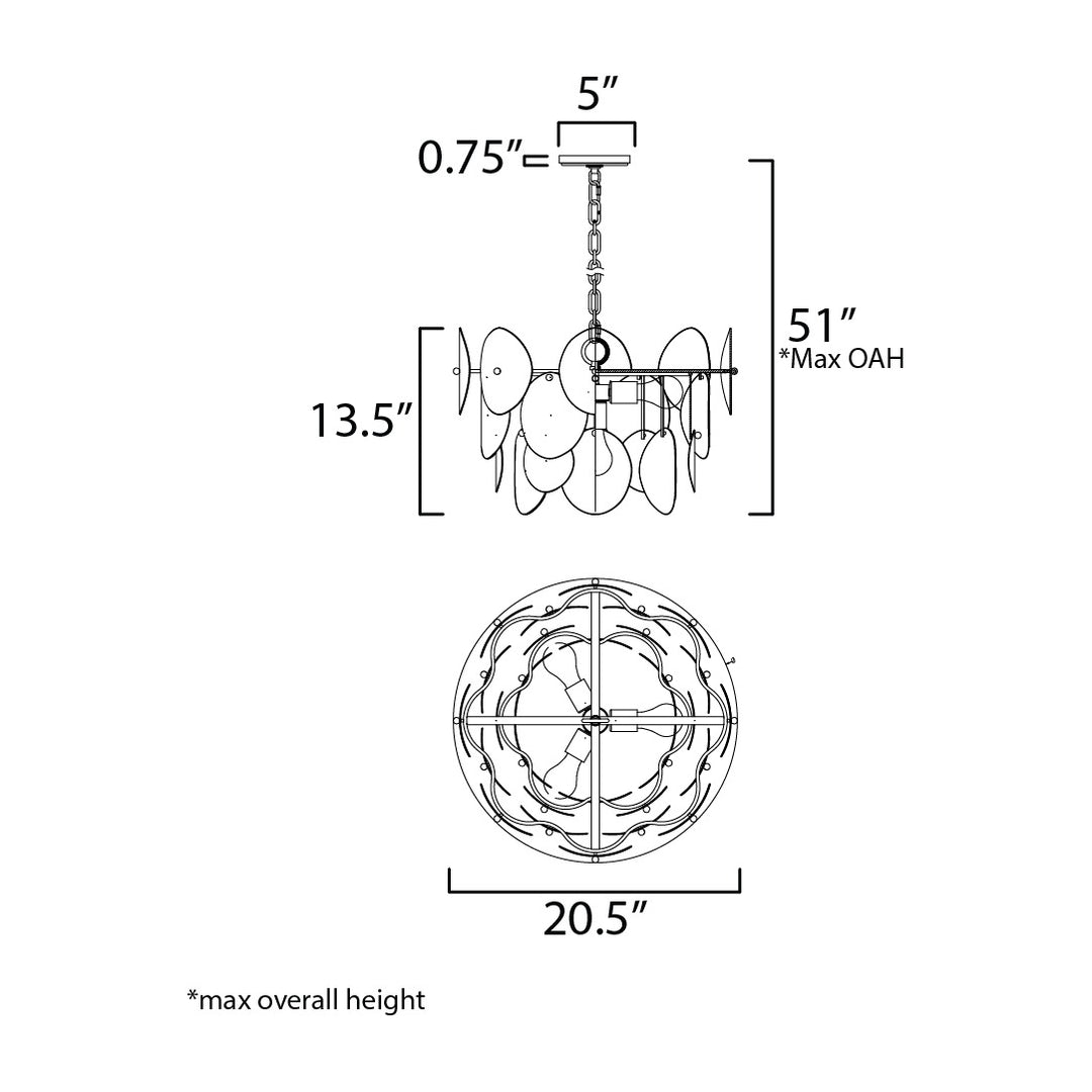 Isla 4-Light Pendant by Studio M Lighting – line drawing