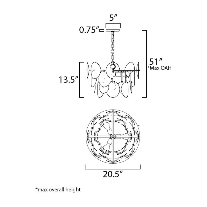 Isla 4-Light Pendant by Studio M Lighting – line drawing