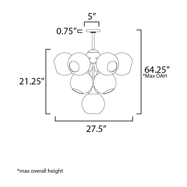 Neve 10-Light Pendant by Studio M Lighting – line drawing