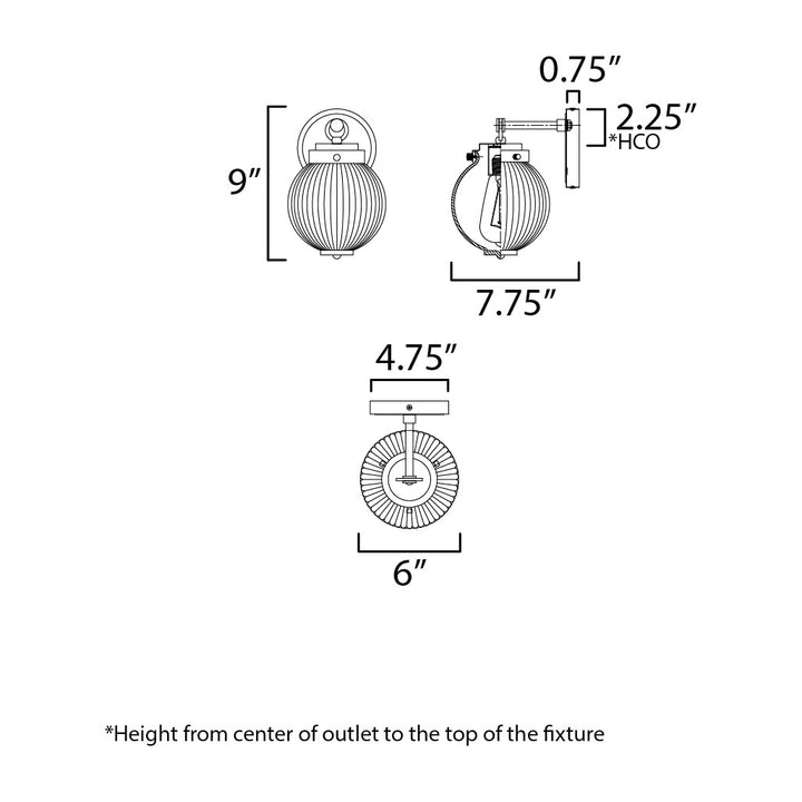 Kasbah 1-Light Bath Vanity by Studio M Lighting – line drawing