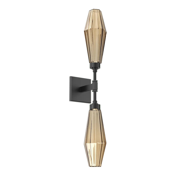 Aalto Double Sconce by Hammerton Studio in Matte Black with Bronze glass