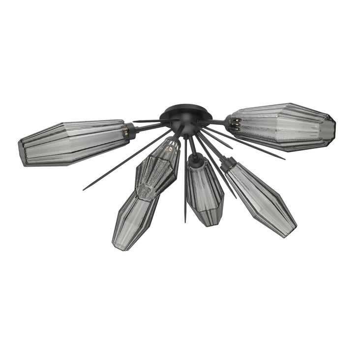 Aalto Half Starburst Flush Mount by Hammerton Studio in Matte Black with Smoke glass