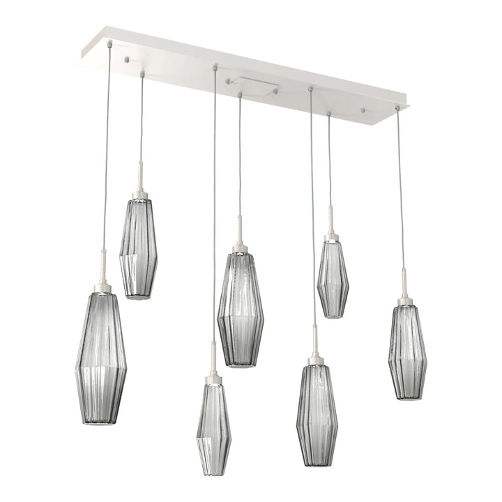 Aalto Linear Pendant Chandelier by Hammerton Studio – 7 Lights in Beige Silver