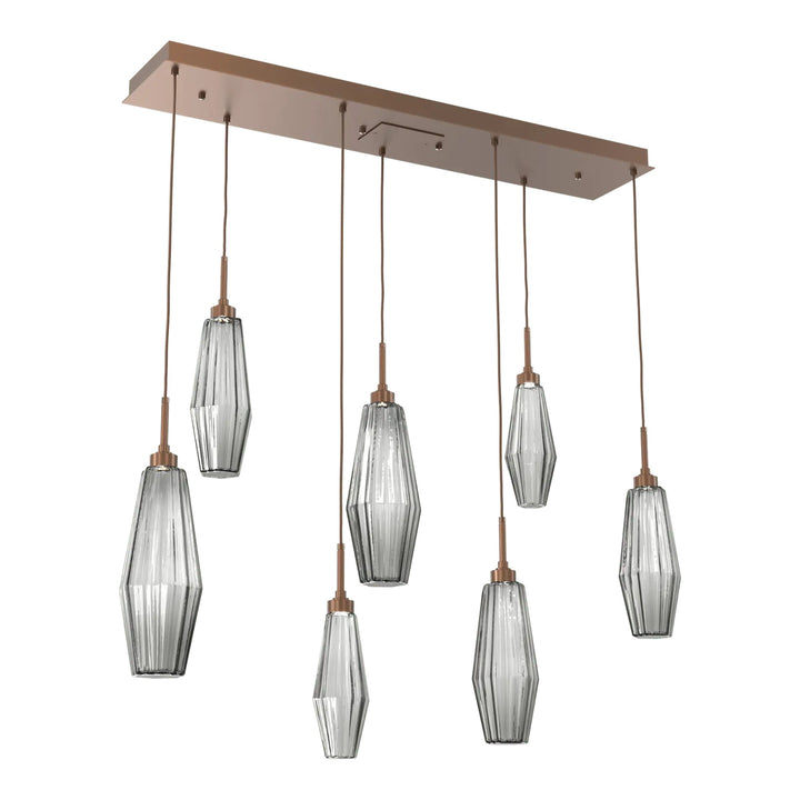 Aalto Linear Pendant Chandelier by Hammerton Studio – 7 Lights in Burnished Bronze