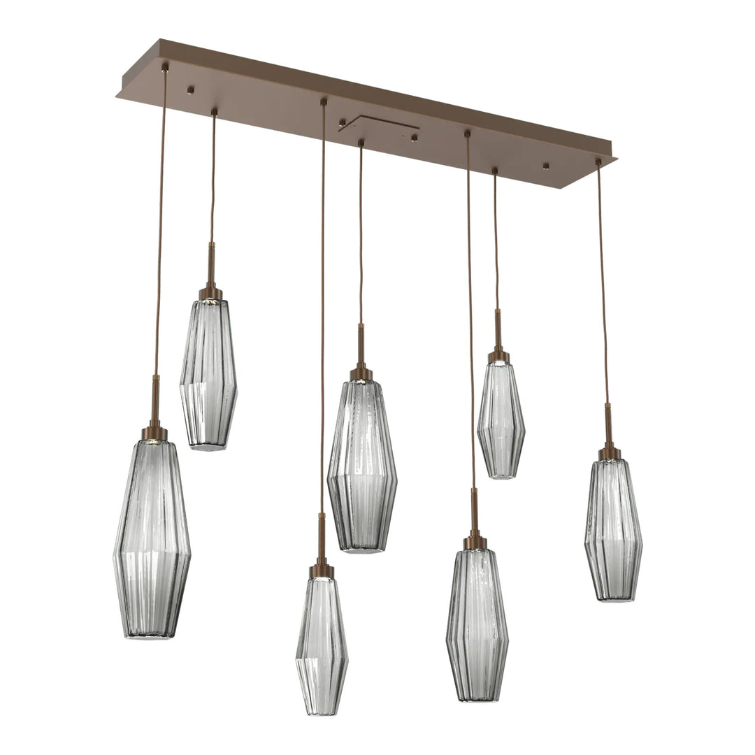 Aalto Linear Pendant Chandelier by Hammerton Studio – 7 Lights in Flat Bronze