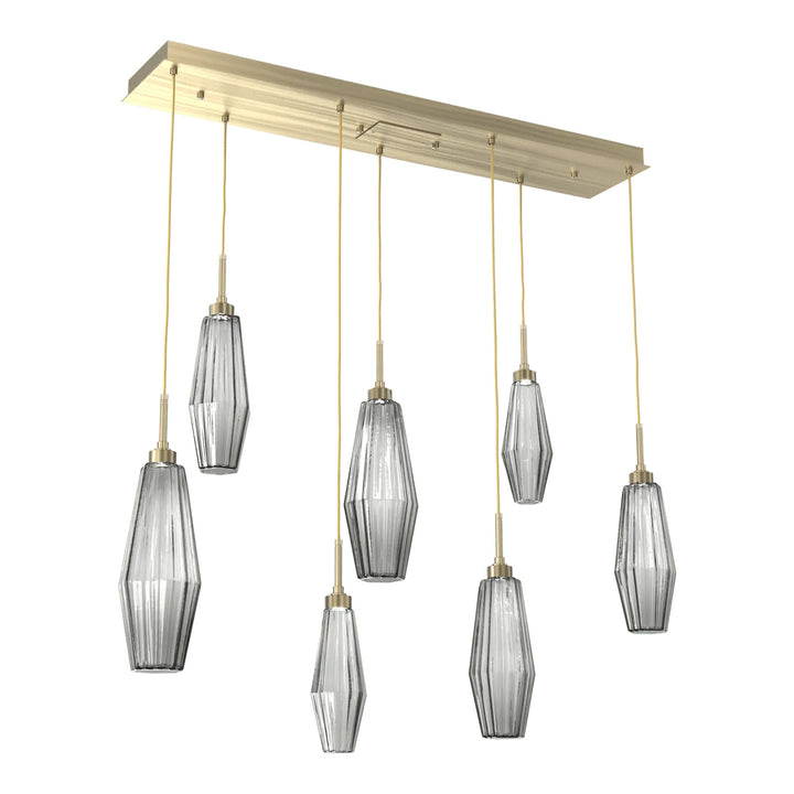 Aalto Linear Pendant Chandelier by Hammerton Studio – 7 Lights in Heritage Brass