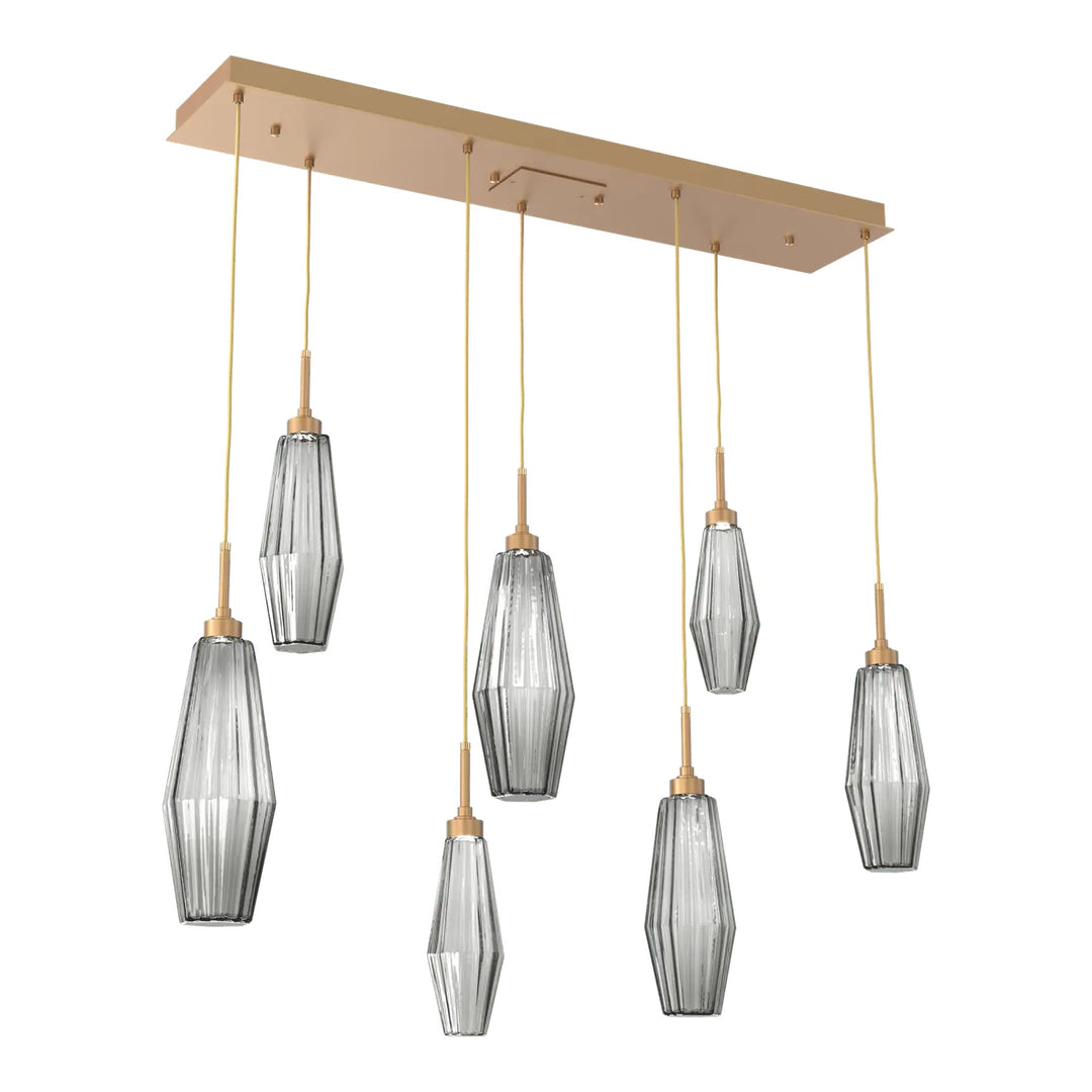 Aalto Linear Pendant Chandelier by Hammerton Studio – 7 Lights in Novel Brass