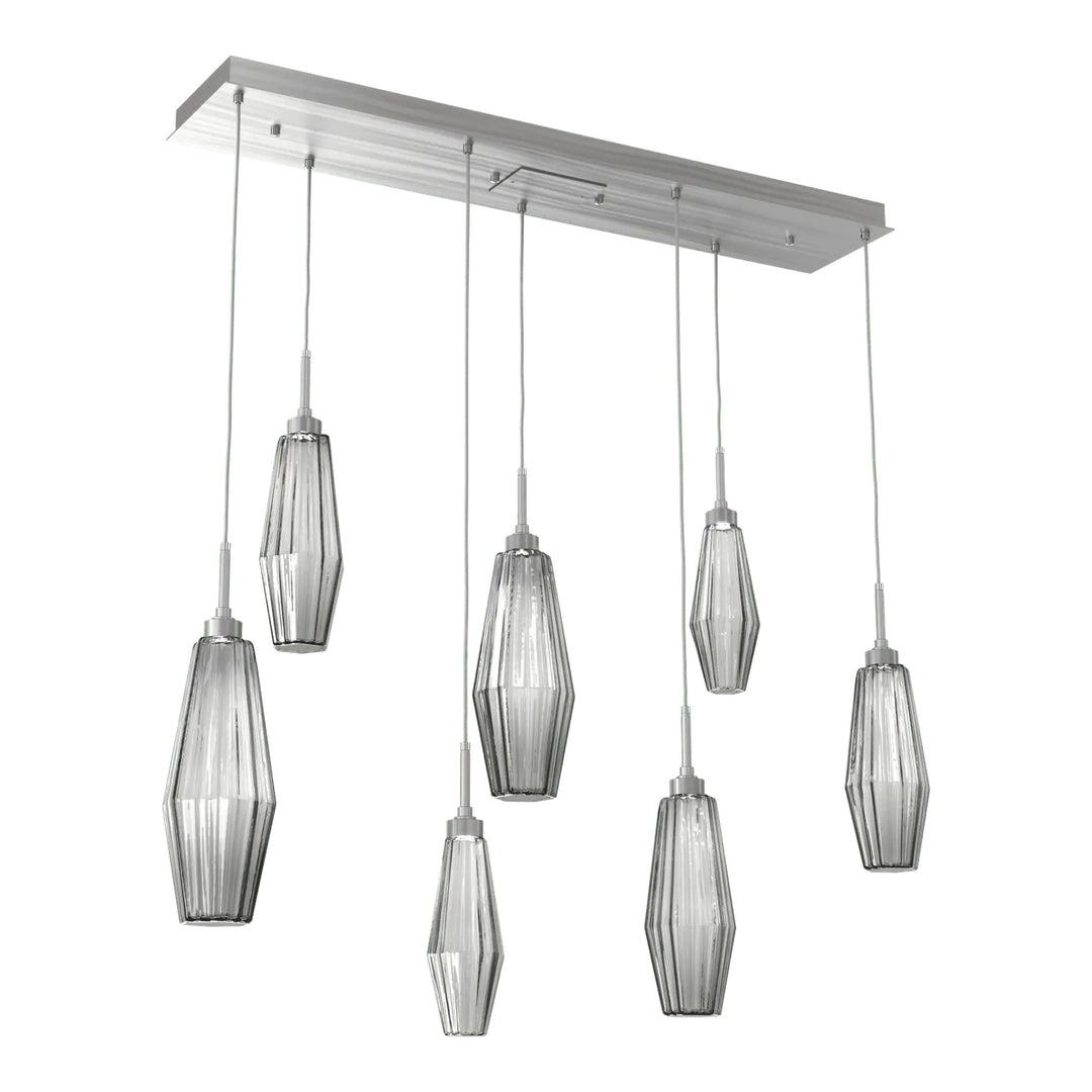 Aalto Linear Pendant Chandelier by Hammerton Studio – 7 Lights in Satin Nickel