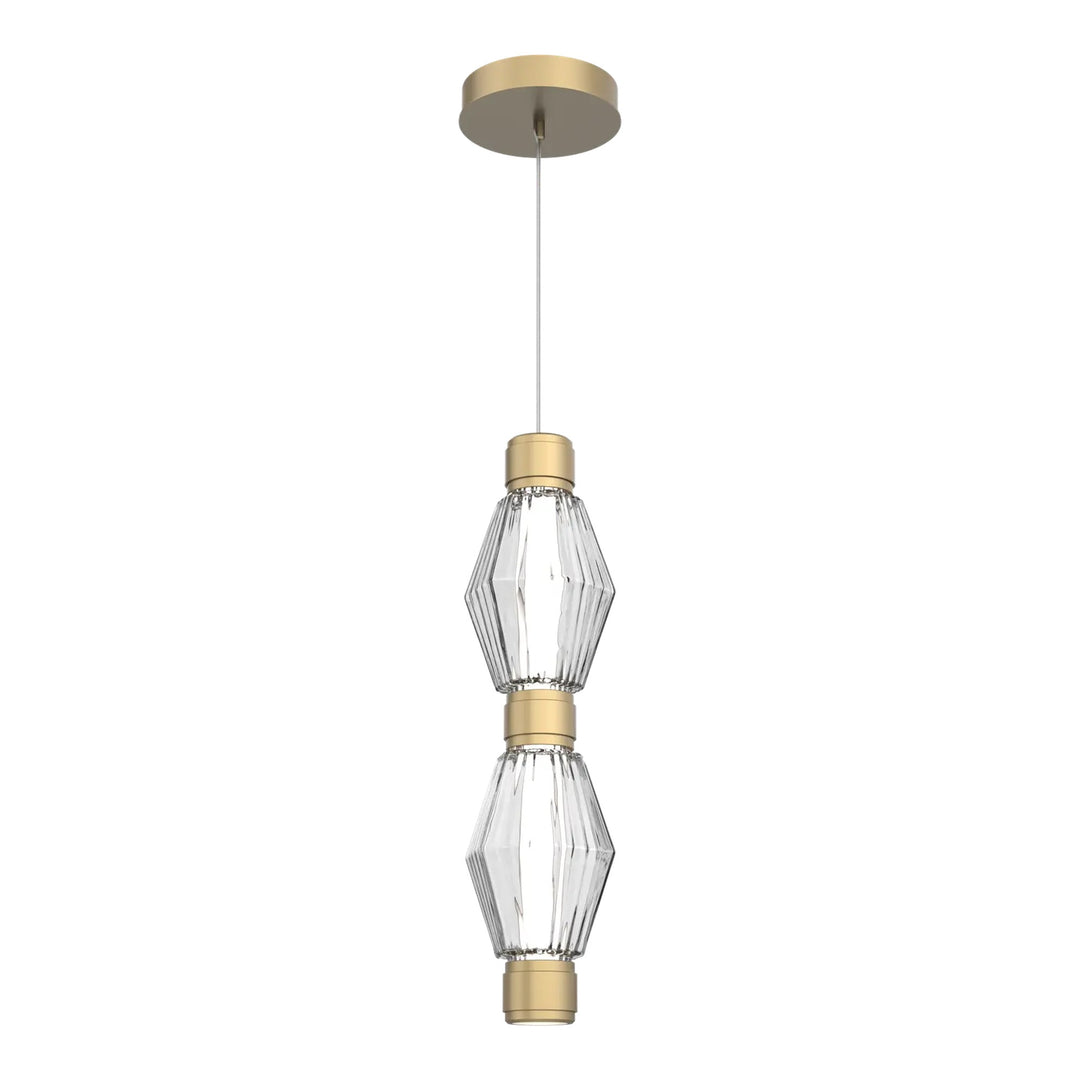 Aalto Mandrel Double Pendant by Hammerton Studio in Gilded Brass