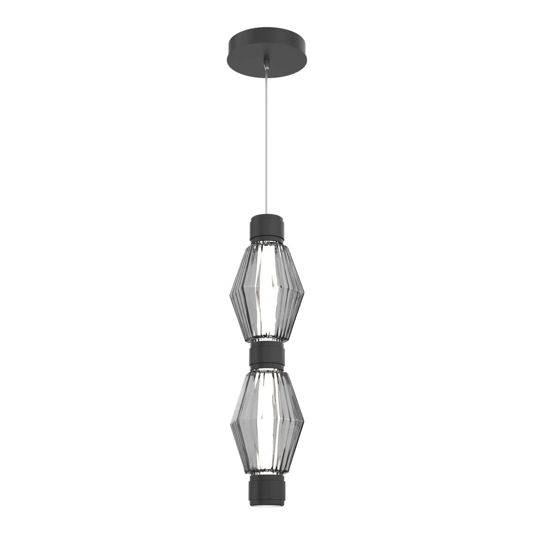 Aalto Mandrel Double Pendant by Hammerton Studio in Matte Black with Smoke glass