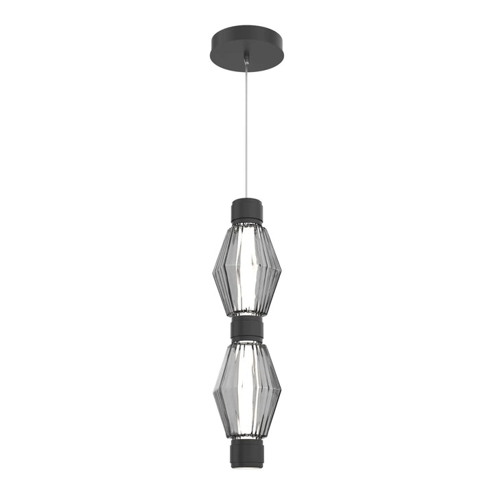 Aalto Mandrel Double Pendant by Hammerton Studio in Matte Black with Smoke glass