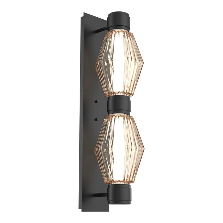 Aalto Mandrel Double Sconce by Hammerton Studio in Matte Black with Amber glass