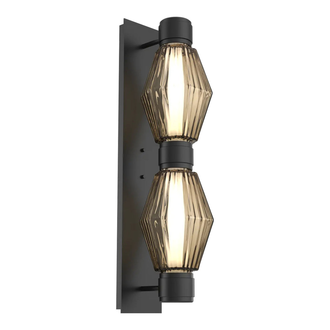 Aalto Mandrel Double Sconce by Hammerton Studio in Matte Black with Bronze glass