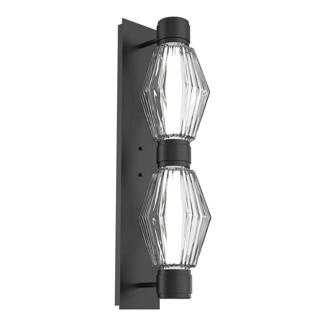 Aalto Mandrel Double Sconce by Hammerton Studio in Matte Black with Clear glass