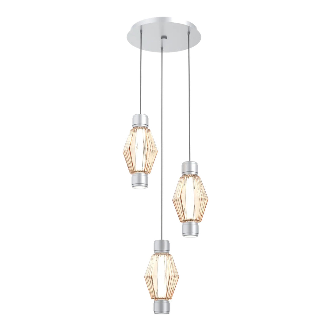 Aalto Mandrel Round Pendant Chandelier by Hammerton Studio – 3 Lights in Classic Silver