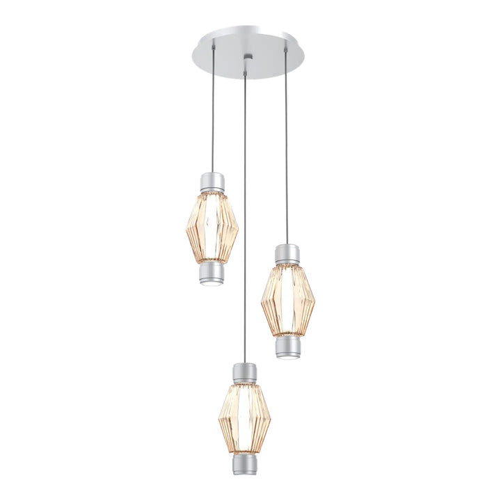 Aalto Mandrel Round Pendant Chandelier by Hammerton Studio – 3 Lights in Classic Silver