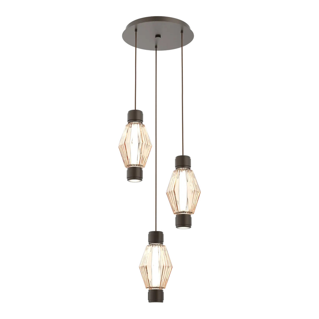 Aalto Mandrel Round Pendant Chandelier by Hammerton Studio – 3 Lights in Flat Bronze