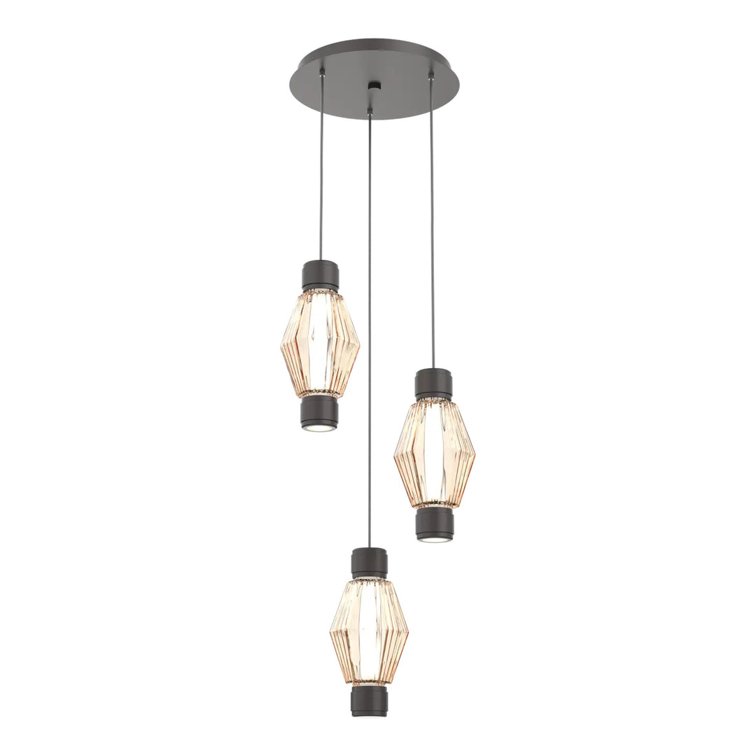 Aalto Mandrel Round Pendant Chandelier by Hammerton Studio – 3 Lights in Graphite