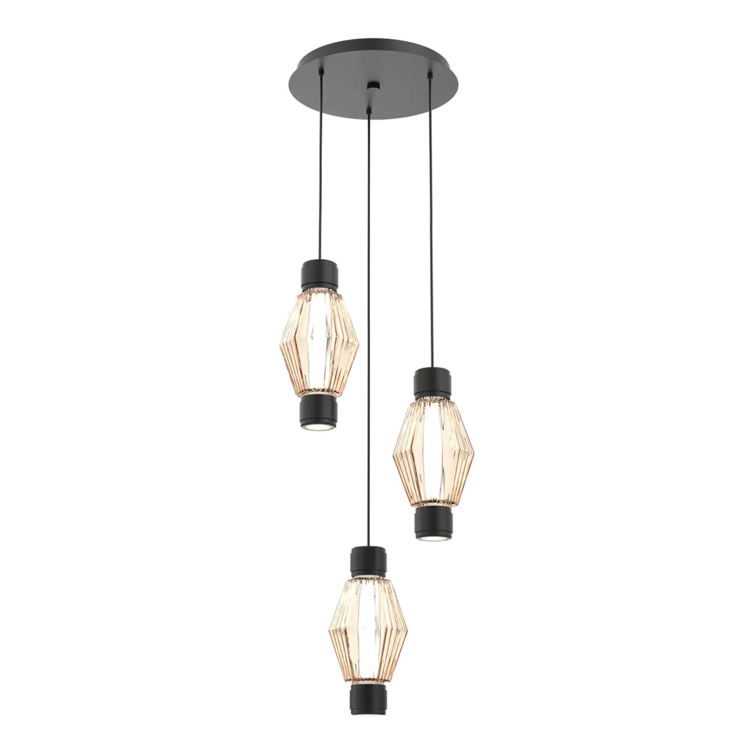 Aalto Mandrel Round Pendant Chandelier by Hammerton Studio – 3 Lights in Matte Black