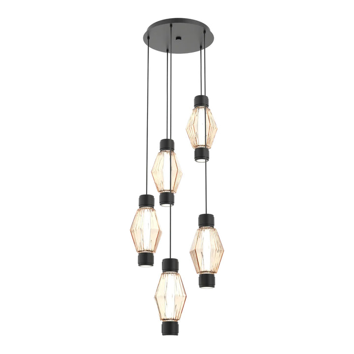 Aalto Mandrel Round Pendant Chandelier by Hammerton Studio – 5 Lights in Matte Black