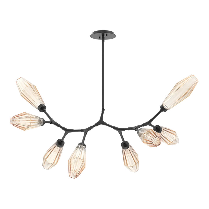 Aalto Modern Branch Chandelier by Hammerton Studio – 8 Lights in Matte Black with Amber glass