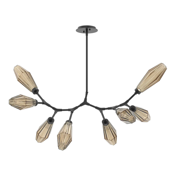 Aalto Modern Branch Chandelier by Hammerton Studio – 8 Lights in Matte Black with Bronze glass