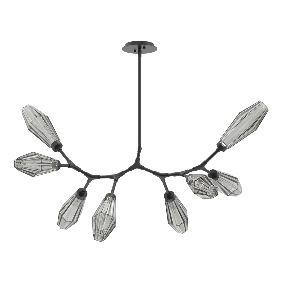 Aalto Modern Branch Chandelier by Hammerton Studio – 8 Lights in Matte Black with Smoke glass
