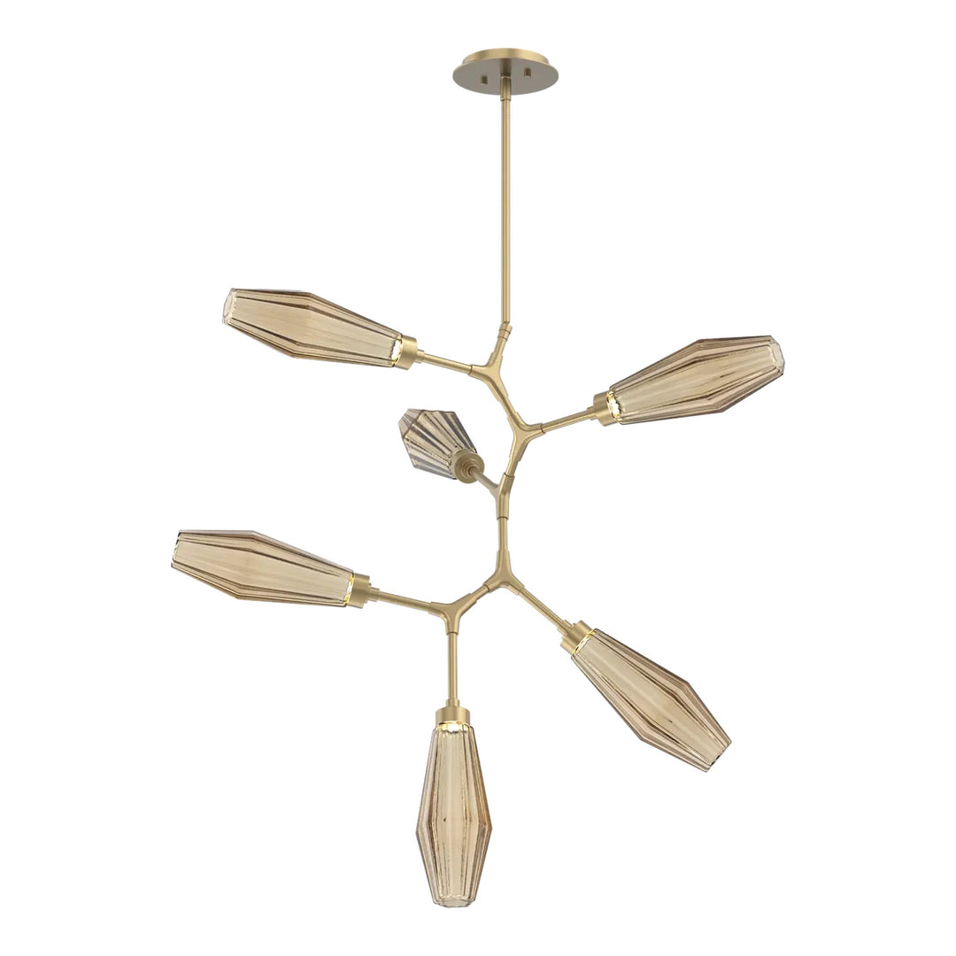 Aalto Modern Vine Chandelier by Hammerton Studio – 6 Lights in Gilded Brass