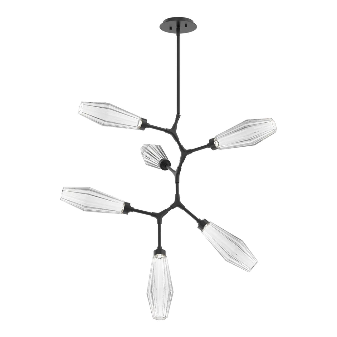 Aalto Modern Vine Chandelier by Hammerton Studio – 6 Lights in Matte Black with Clear glass