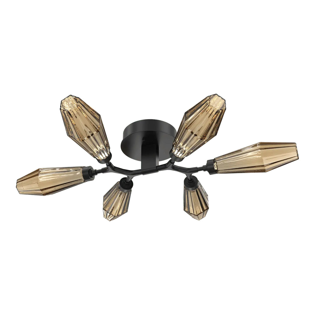 Aalto Organic Flush Mount Light by Hammerton Studio in Matte Black with Bronze glass