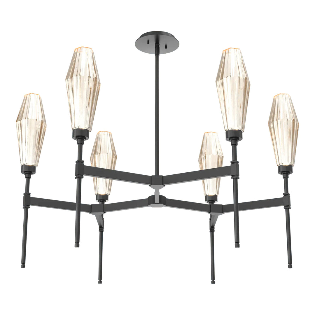 Aalto Round Belvedere Chandelier by Hammerton Studio – Single Tier in Matte Black with Amber glass