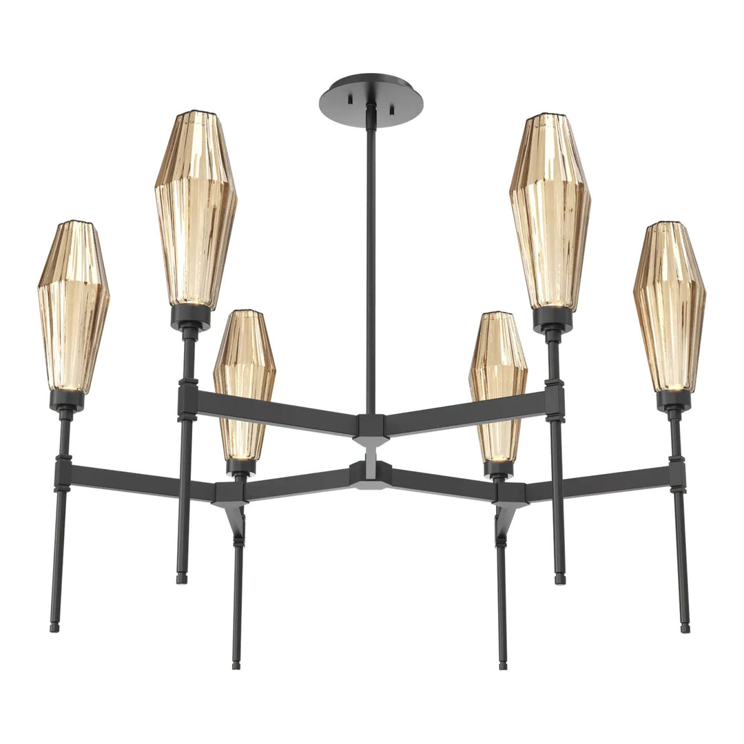 Aalto Round Belvedere Chandelier by Hammerton Studio – Single Tier in Matte Black with Bronze glass