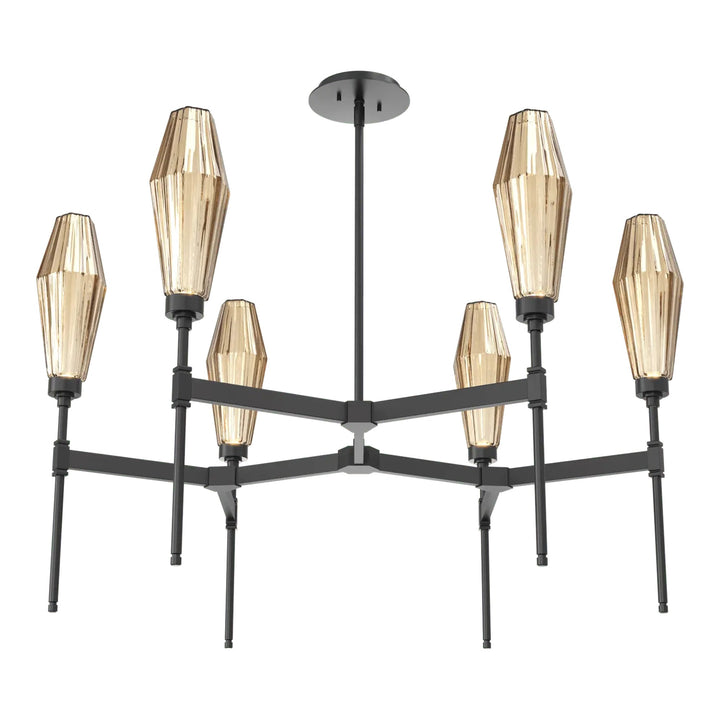 Aalto Round Belvedere Chandelier by Hammerton Studio – Single Tier in Matte Black with Bronze glass