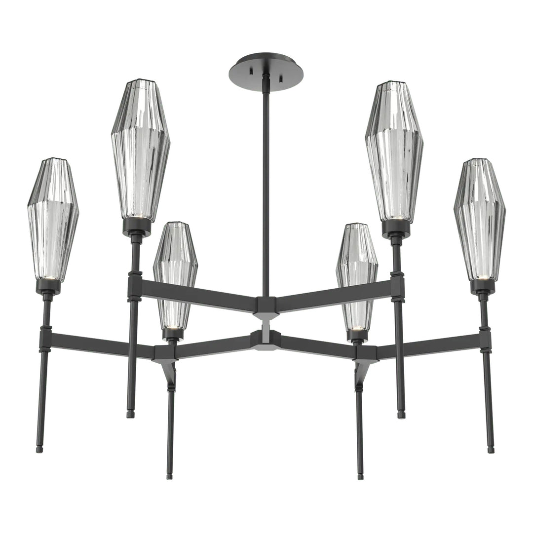 Aalto Round Belvedere Chandelier by Hammerton Studio – Single Tier in Matte Black with Smoke glass