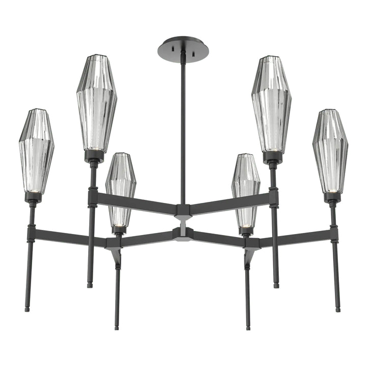 Aalto Round Belvedere Chandelier by Hammerton Studio – Single Tier in Matte Black with Smoke glass