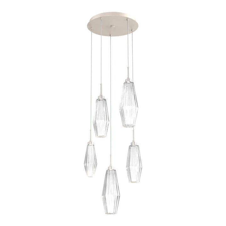 Aalto Round Pendant Chandelier by Hammerton Studio – 5 Lights in Beige Silver on adjustable cord