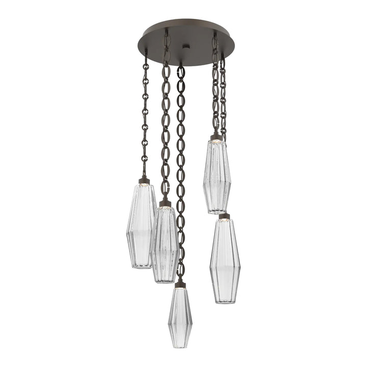 Aalto Round Pendant Chandelier by Hammerton Studio – 5 Lights in Flat Bronze on Oval Chain