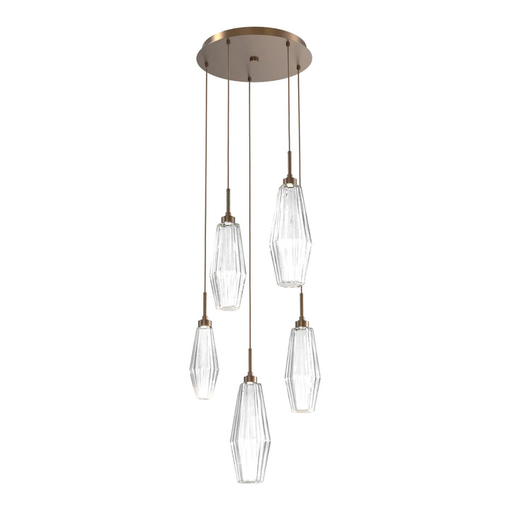 Aalto Round Pendant Chandelier by Hammerton Studio – 5 Lights in Flat Bronze on adjustable cord