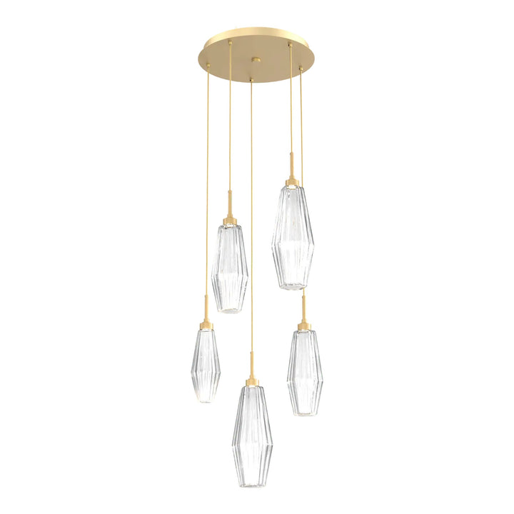 Aalto Round Pendant Chandelier by Hammerton Studio – 5 Lights in Gilded Brass on adjustable cord
