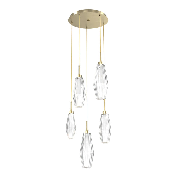 Aalto Round Pendant Chandelier by Hammerton Studio – 5 Lights in Heritage Brass on adjustable cord