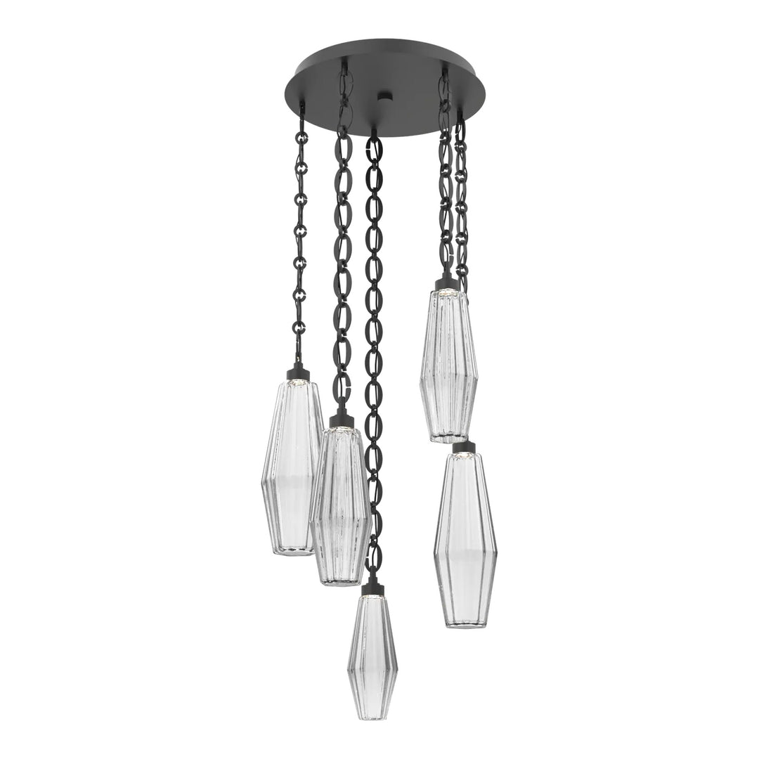 Aalto Round Pendant Chandelier by Hammerton Studio – 5 Lights in Matte Black on Oval Chain