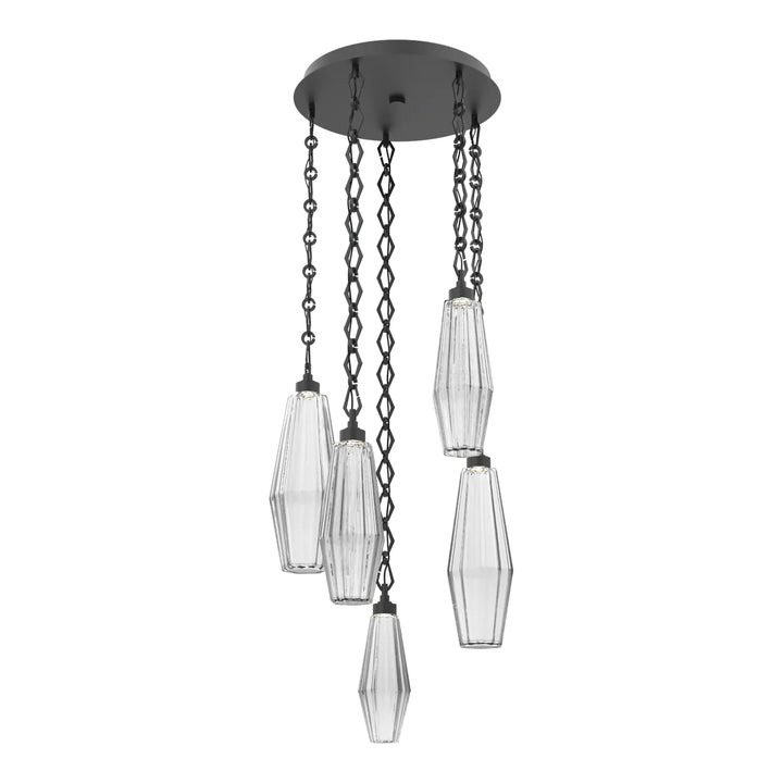 Aalto Round Pendant Chandelier by Hammerton Studio – 5 Lights in Matte Black on Diamond Chain