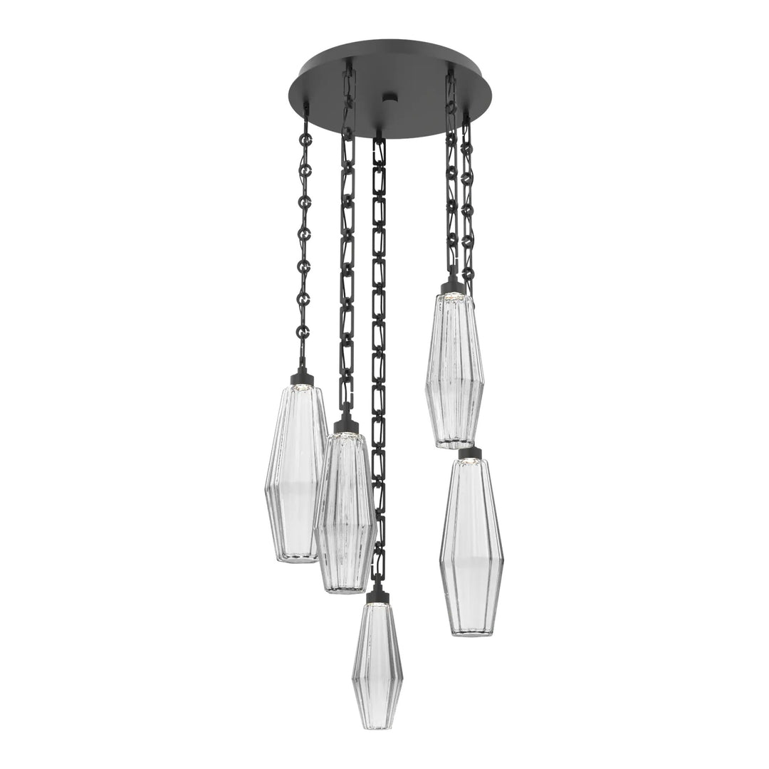 Aalto Round Pendant Chandelier by Hammerton Studio – 5 Lights in Matte Black on Rectangular Chain